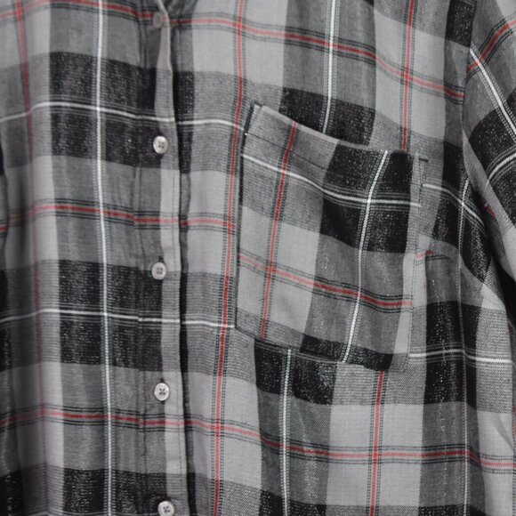 Style & Co Shirt Petite XL Womens Plaid Boyfriend Button Down Viscose Blend Tren - Picture 3 of 10